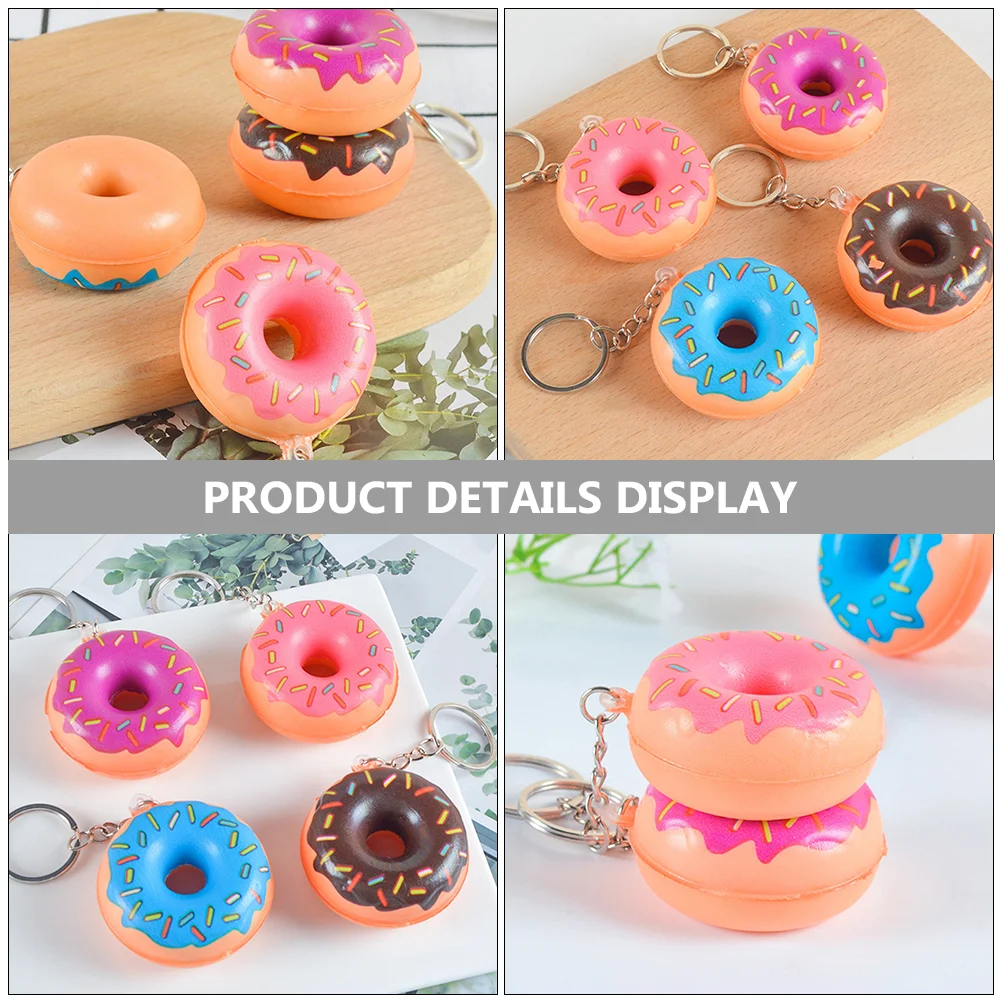 5 Pcs Donut Keychain Purse Hanging Decor Keychains For Bag Ornaments Ring Pendant Toys Keyring Pendants