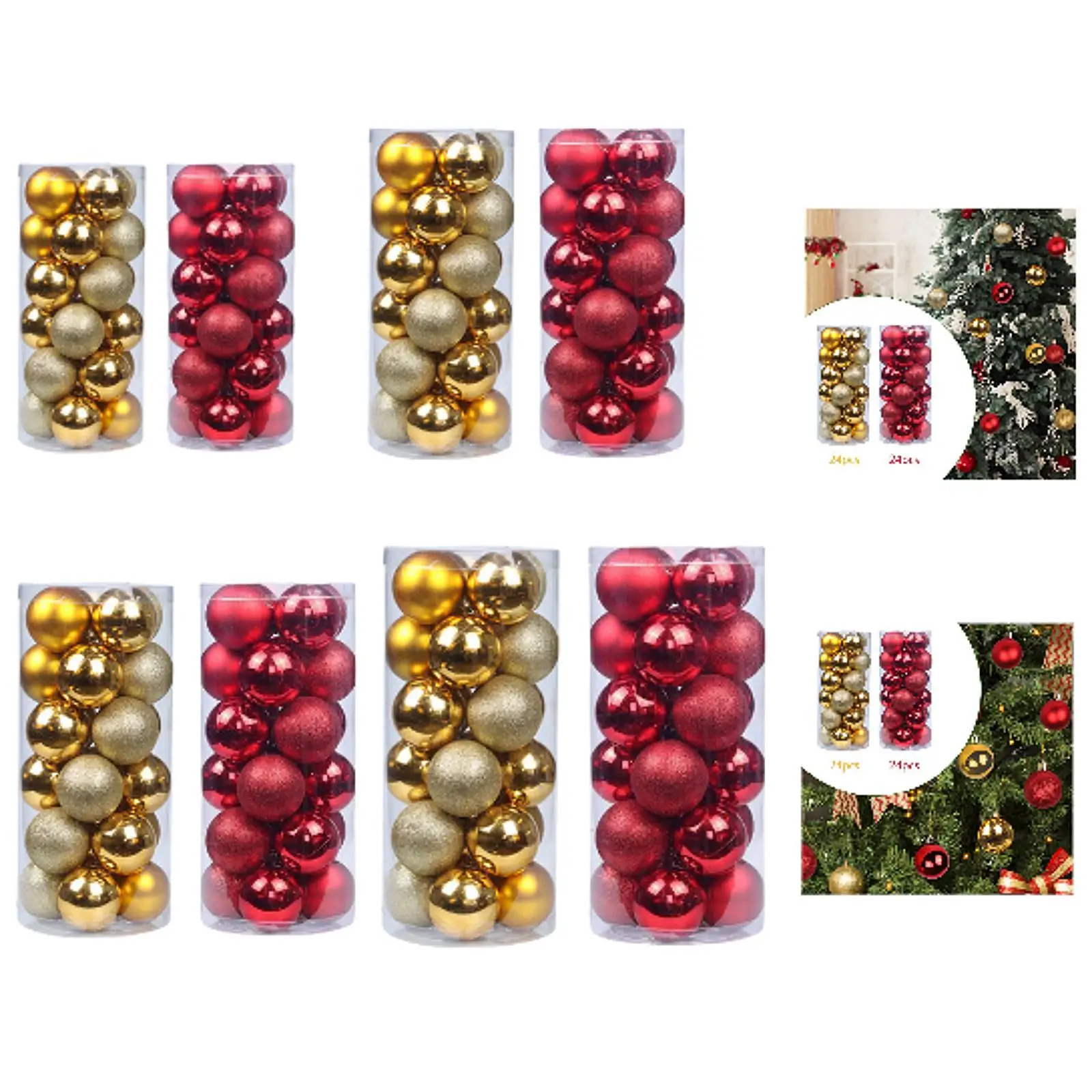 

48Pcs Christmas Tree Hanging Decorations Christmas Ball Ornaments Decorative Hanging Baubles for Wreath Home Party Wall Wedding