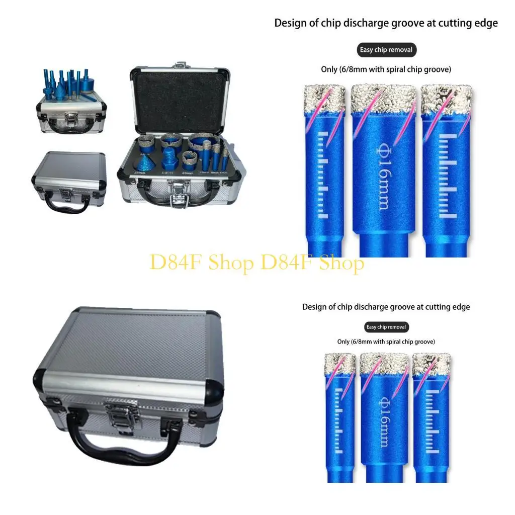 

D84F 9Pcs Diamond Drilling Bits Cone Milling Porcelain Marble Tile Hole