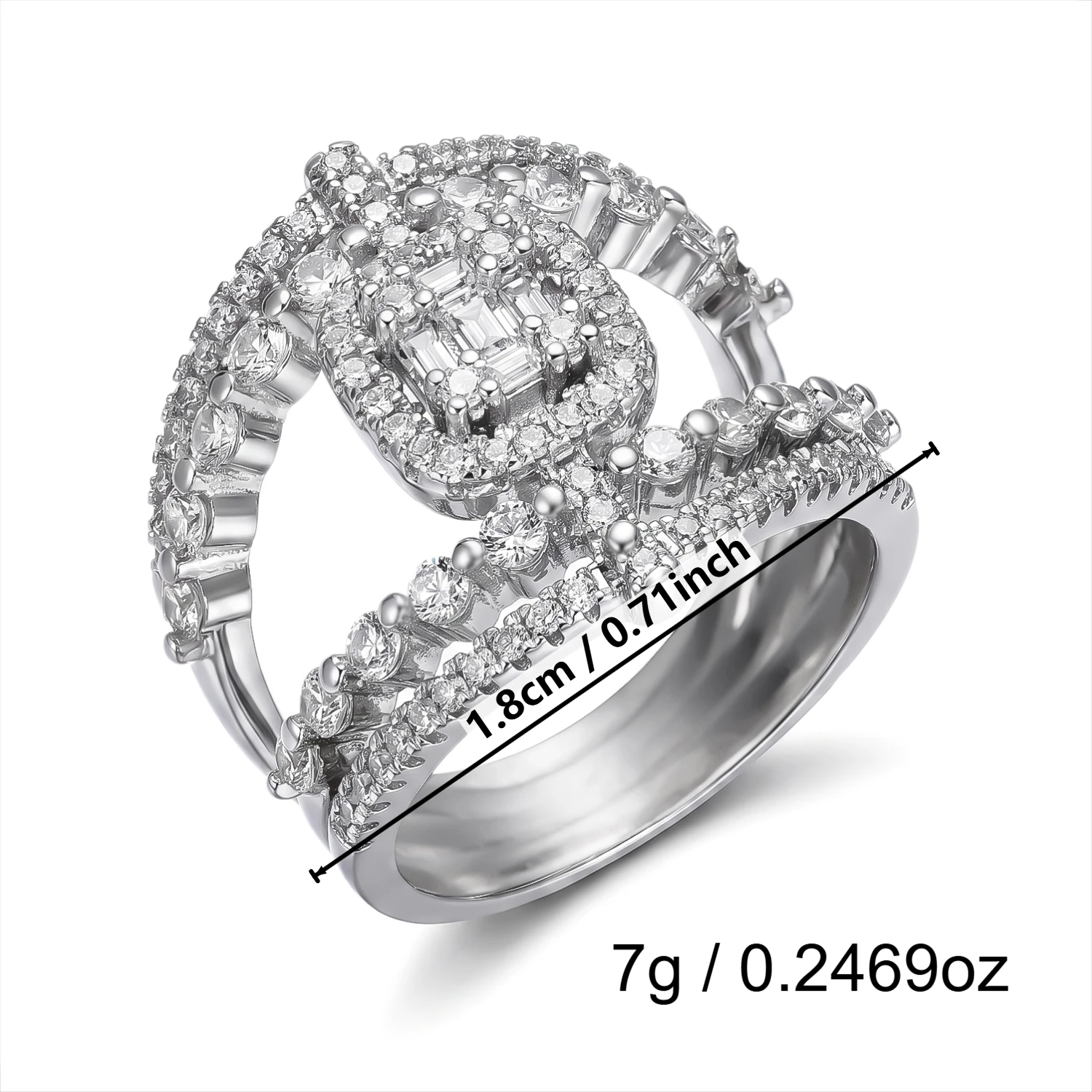 Französischer Palast-Rococo Antik Vintage Zirkonia Kupferring für Damen Eleganter Königlicher Hof Filigran Statement-Schmuck – Detail 6