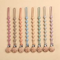 Beech Wood Chew Bead Pacifier Clips Dummy Chain Holder Newborn Soother Chains Nipple Holder For Babies Teething Toy Baby Chew