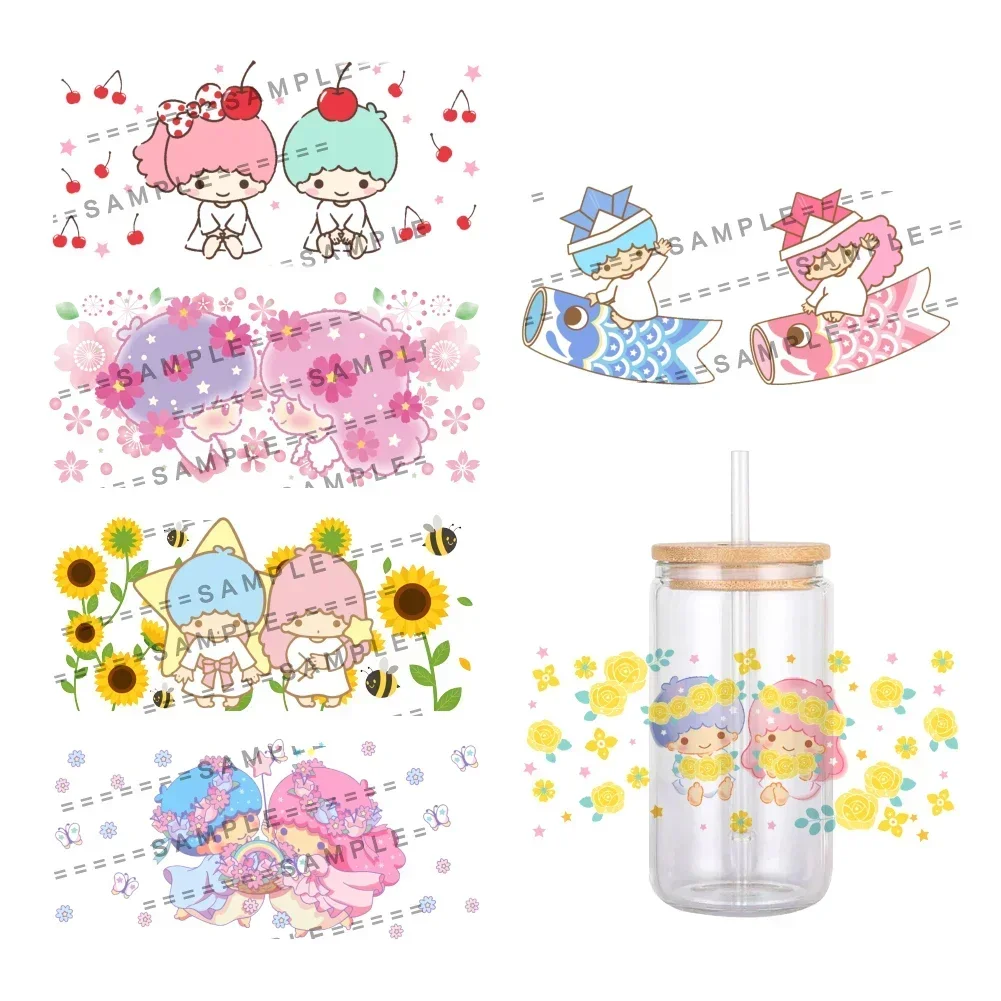 

Sanrio Cartoon Little Twin Star Cute UV DTF Transfer Sticker Waterproof Decals For 16oz Glass Cup Wrap Stickers 11*24cm
