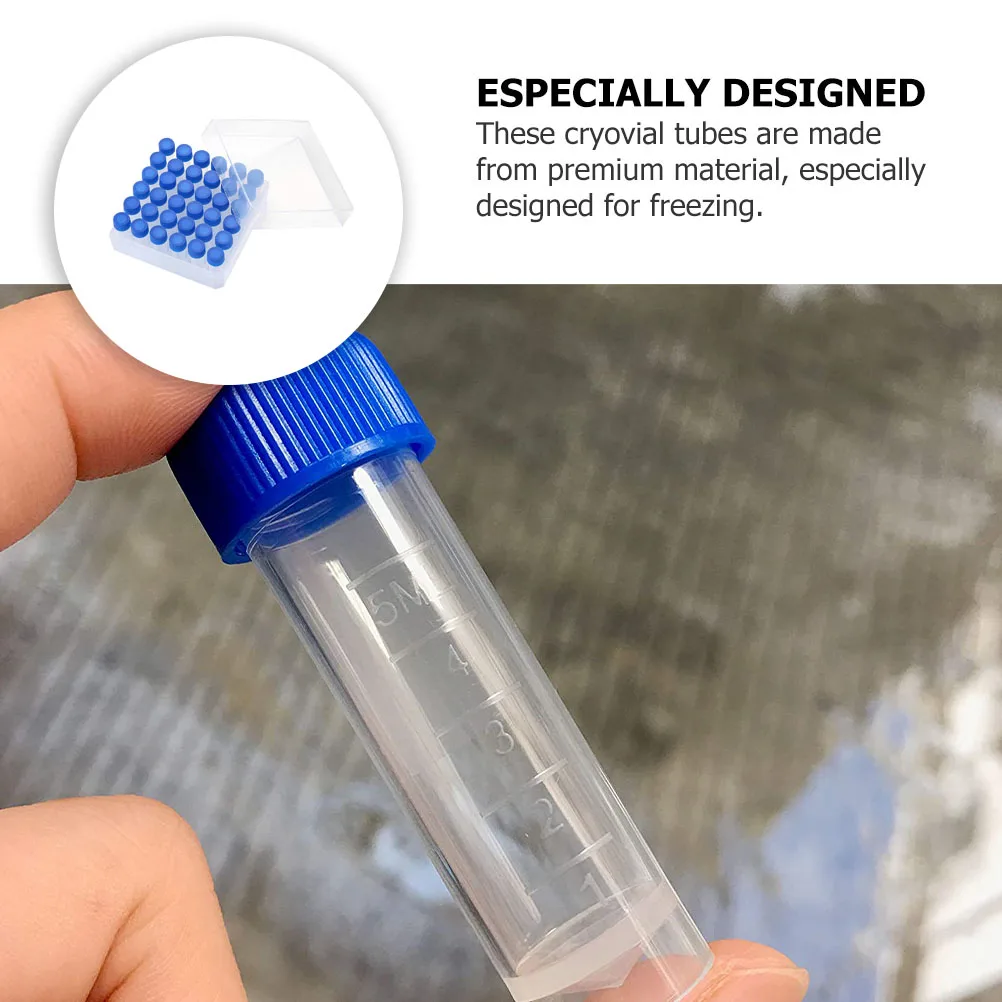 

5Ml Cryovial Freezing Sample Storage Plastic Cryovial With Screw Cap Cold Storage Freezing Tubes For Lab Experiments Transparent