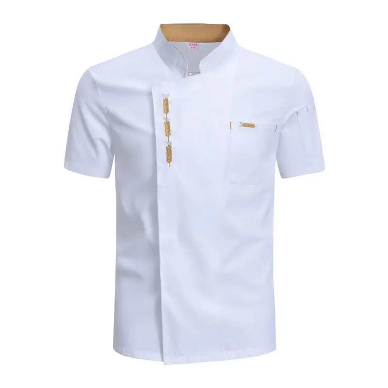 Cozinheiro Jacket para Catering e Cozinhar, Camisa Branca, Roupas de Restaurante, Cozinha Chef T-shirt, Baker Work Uniform, Garçom e Hotel Clothes, Café Macacão