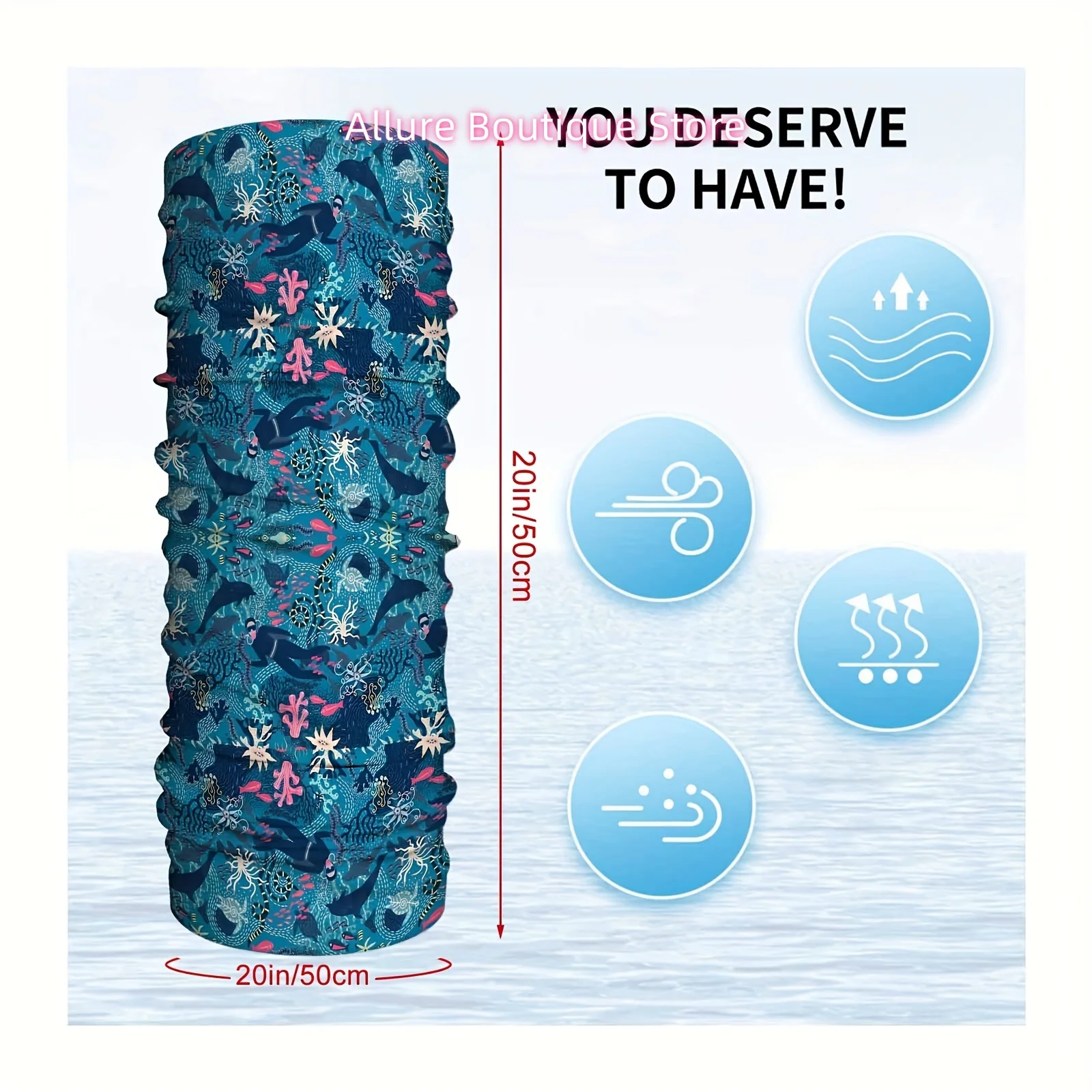 Ocean Life, Coral, Fish Multi Functional Print Scarf Men Women Unsix Mask Neck Mask Holiday Events Gifts for Friends and Family