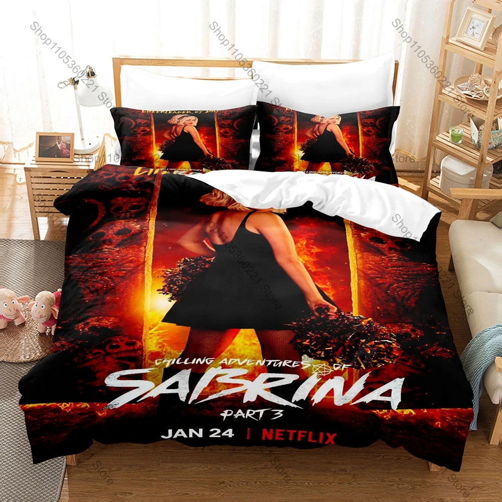 Gothic Witch Sabrina Spellman Dark Forest HD Print 3 Piece Bedding Set Duvet Cover + 2 Pillowcases Occult TV Show Lovers Gift