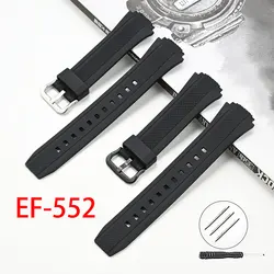 Resin Rubber Watchband Strap For Casio EDIFICE EF-552 Replace Wrist Band Sport Waterproof 19mm Interface Belt Accessories