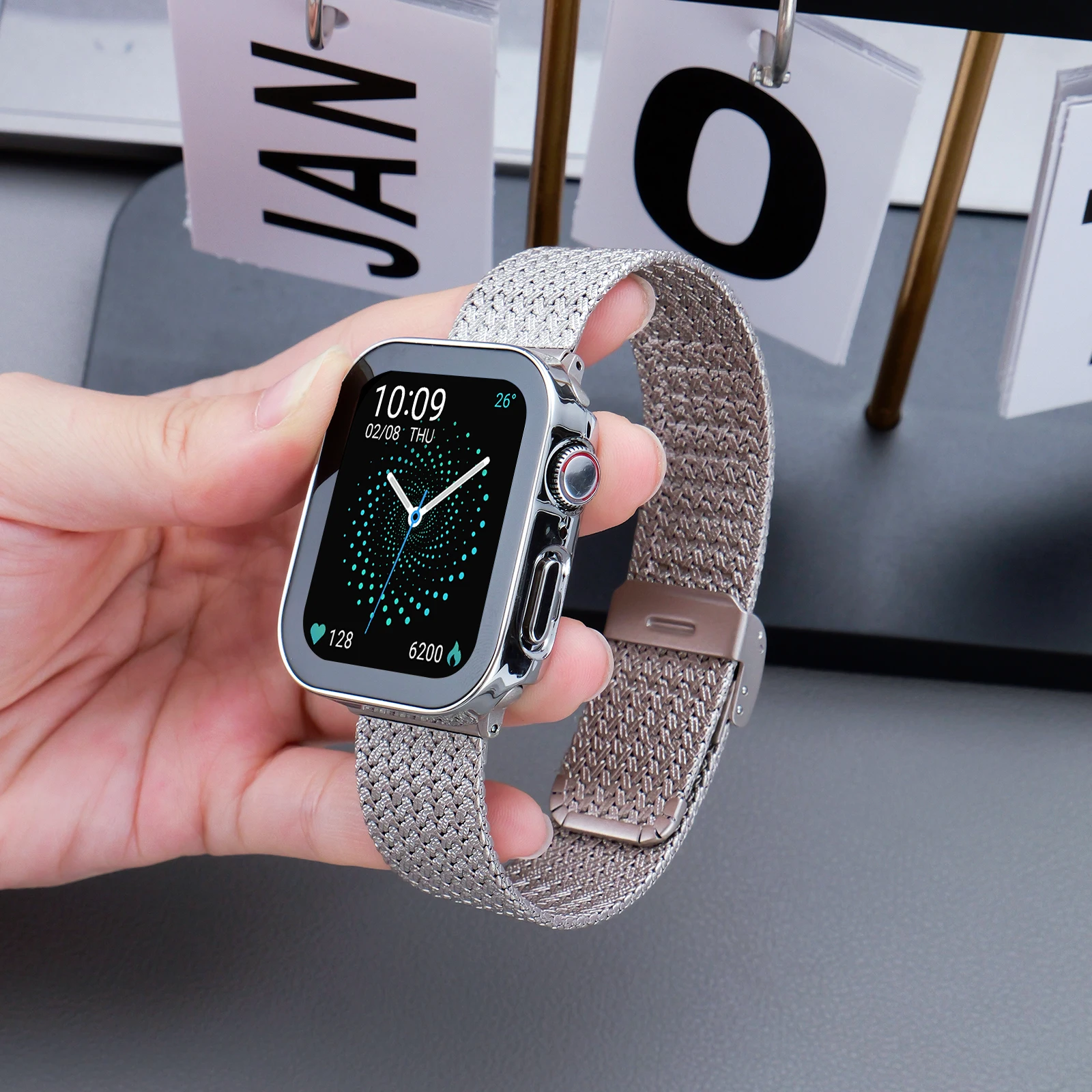 Metallgeflecht-Magnetverschlussband für Apple Watch Serie 9/8/7/6/5/4/SE/Ultra 45 mm 44 mm 42 mm 41 mm 40 mm 38 mm 49 mm Edelstahl