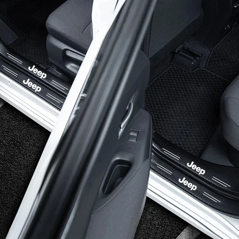 Anti-scratch Carbon Fiber Car Door Sill Sticker For Jeep Compass Renegade Door Entry Guard Protector Auto Interior Accessories view 5