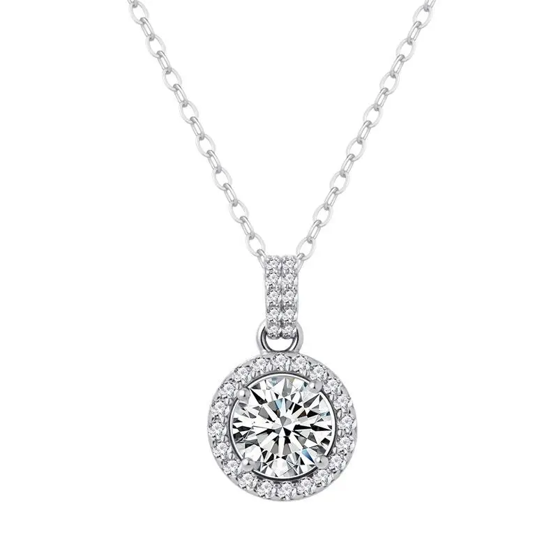 1-10ct Moissanite Tennis Necklace for Woman Wedding Jewely with Certificate 925 Sterling Sliver Plated 18k White Gold Necklace 6