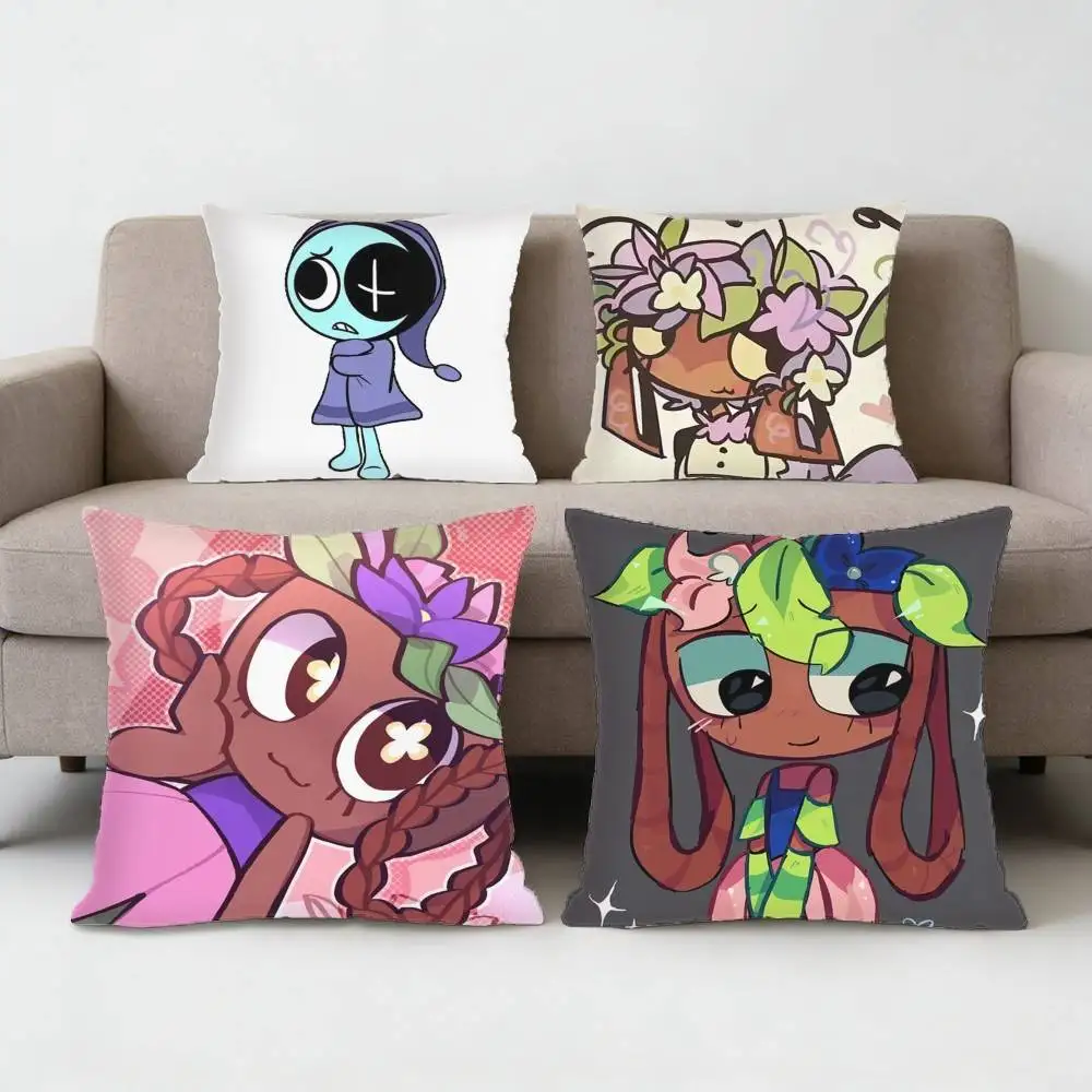 

Horror Game Dandys World Pillow Case Anti-dustmite Pillowcase Invisible zipper silky short plush Sofa cushion cover