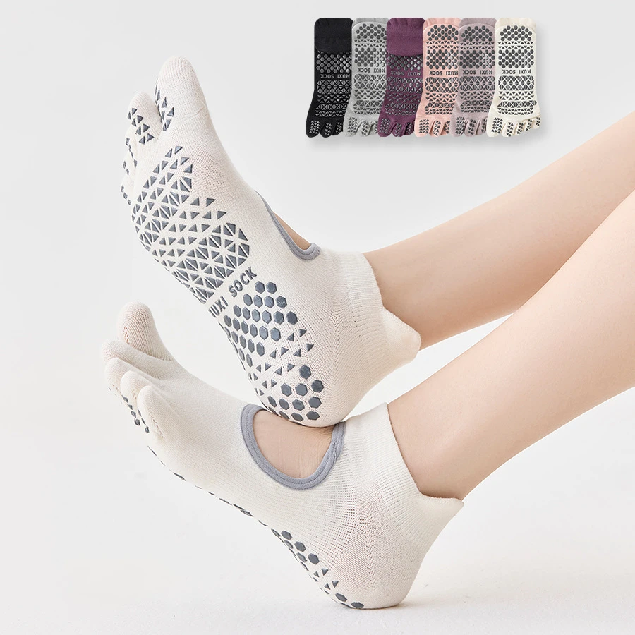 

1 пара женских носков для йоги с пятью пальцами, профессиональные нескользящие спортивные носки для занятий спортом в помещении, тренировочные носки для танцев, пилатеса, носки для йоги