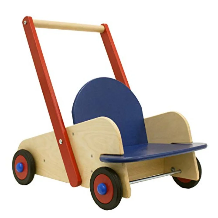 

Walker Wagon - Wooden Baby Push Walker Sit to Stand Walker for Baby Learning to Walk Push Toys for Toddlers 1-3 with Seat