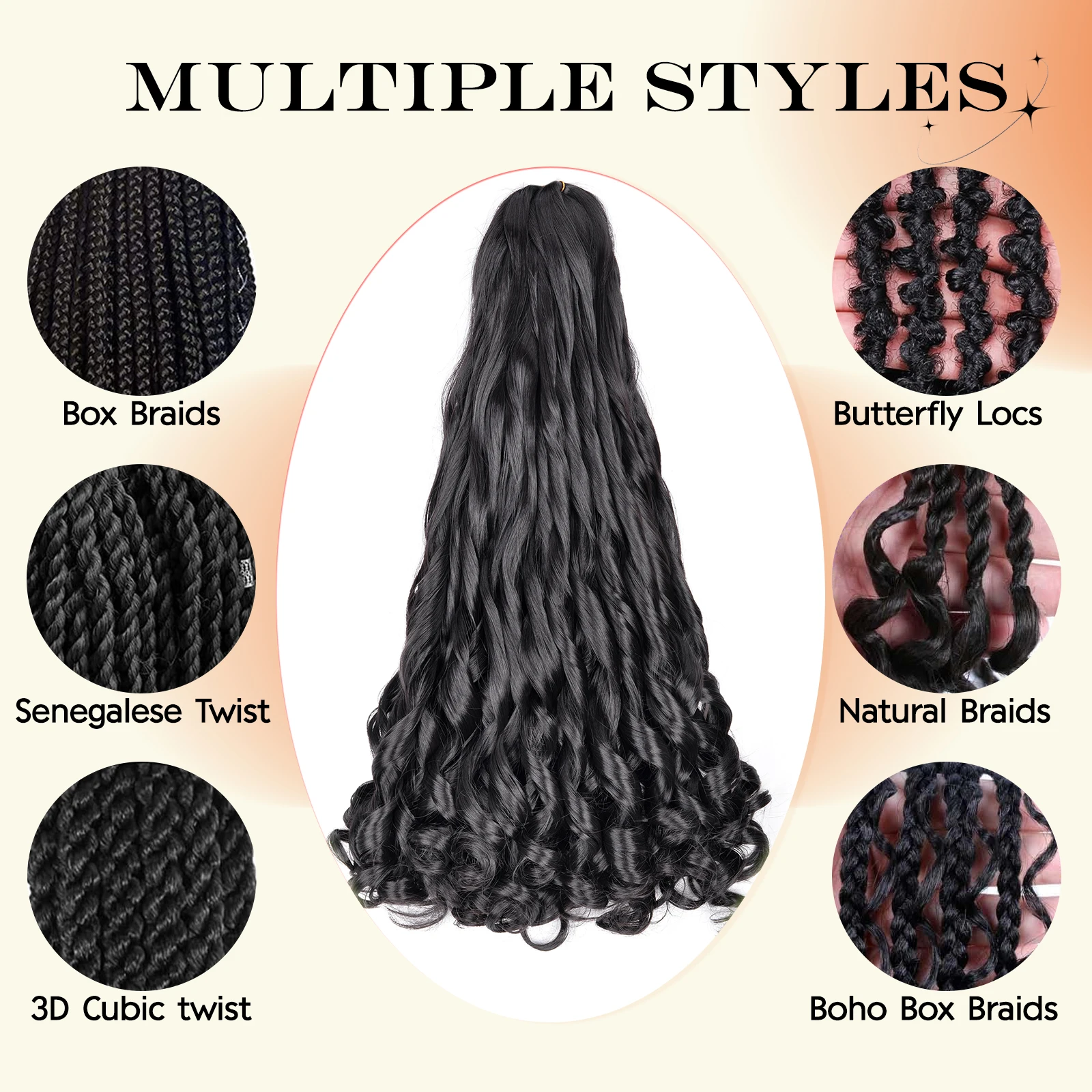 French Curly Braiding Hair 16Inch Synthetic Curly Braiding Hair Pre Stretched Loose Wavy Curl Braiding Hair Extensions