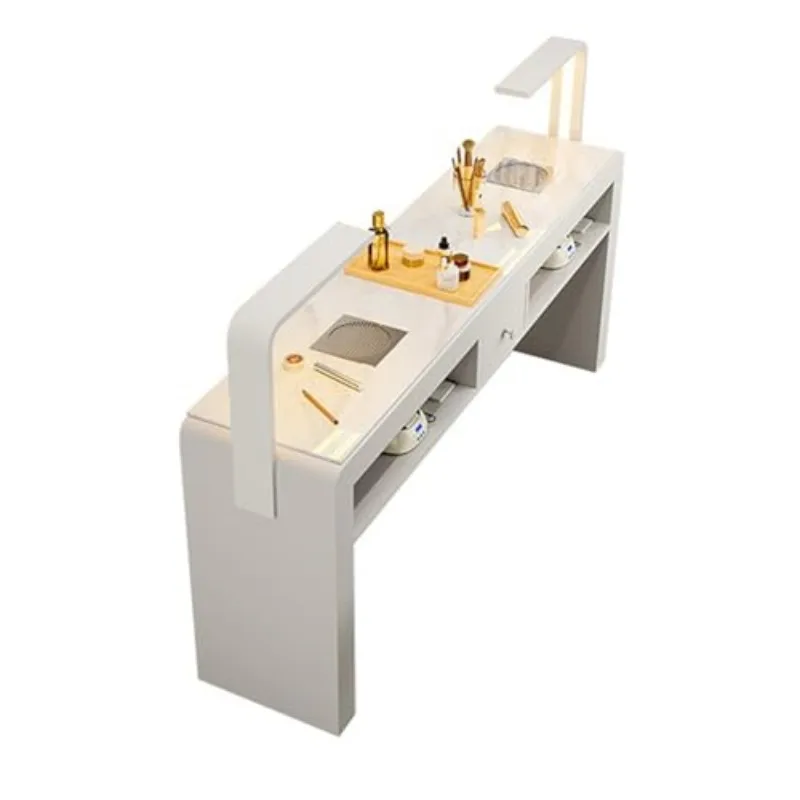 Modern Manicure Table Nail Tech Desk Drawers Cabinet, Professional Nail Beauty Spa Salon Workstation with Electric Dust Collecto