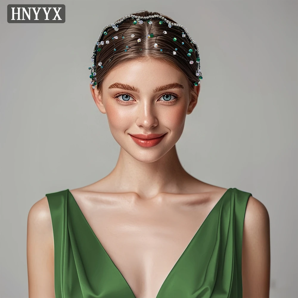 HNYYX Rhinestone Crown Fashion Crystal Headband Wide Baroque Hair Piece Wedding Party Headwear Festival Headdress For Women A74