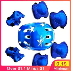 Roller Skating Helmet Kids Children 7-piece Skating Accessories Kids Knee Elbow Helmet Knee Elbow Durable Bicycle Accessories