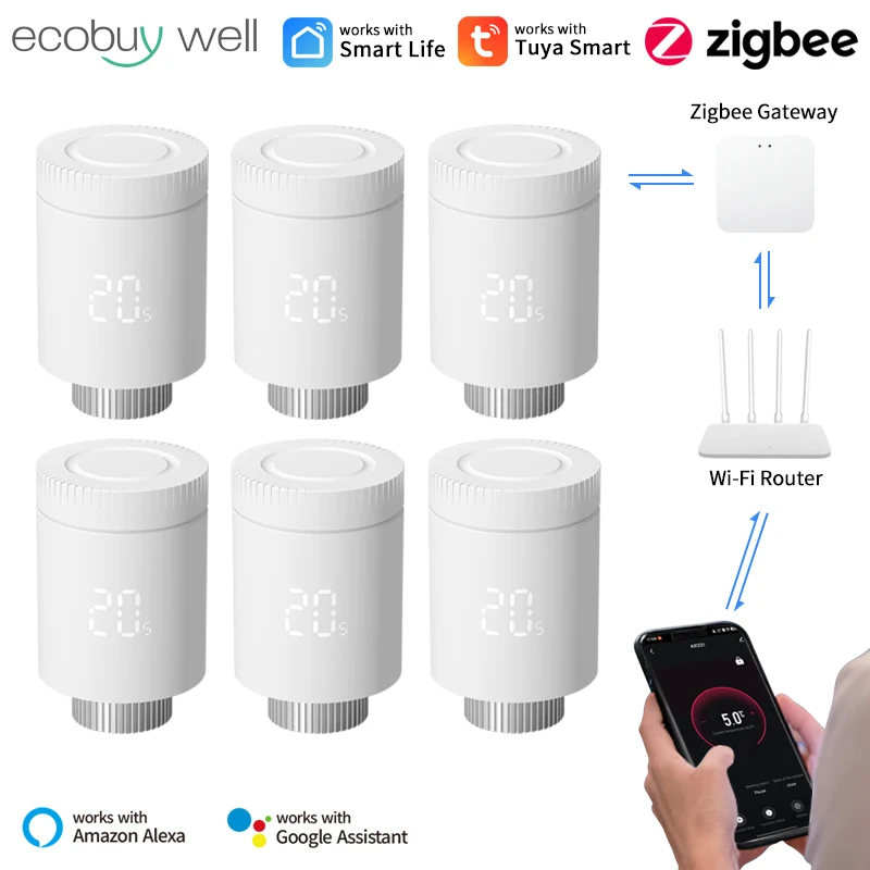 Tuya Zigbee 3.0 Thermostatic Valve Radiator Zigbee Thermostat Radiator Valve Head Tuya Valve Temperature Controller Google Home