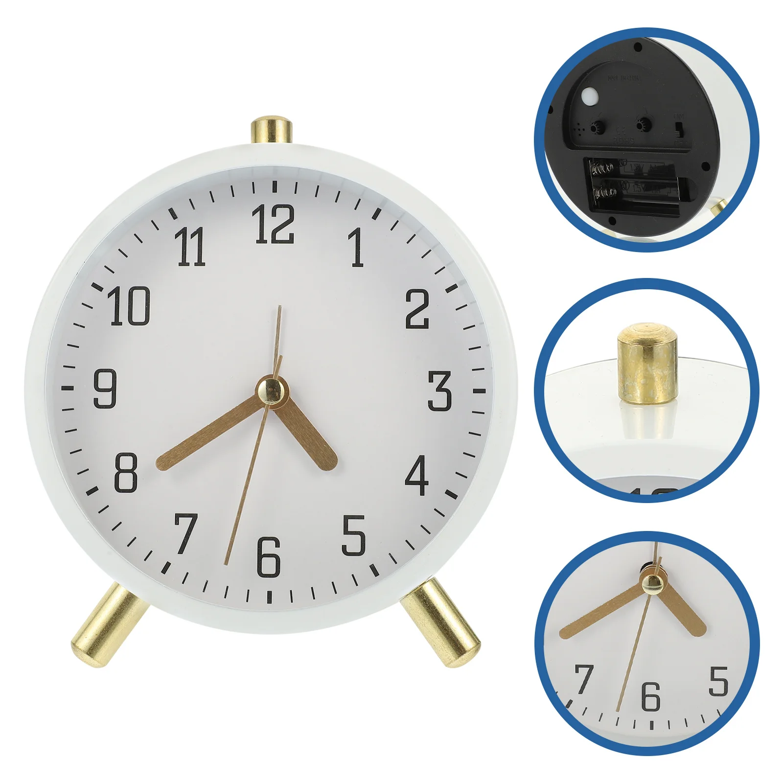 

Small Desk Clock with Silent Movement Modern Round Alarm Clock for Bedroom Tabletop Decorative Household Timekeeper for Living
