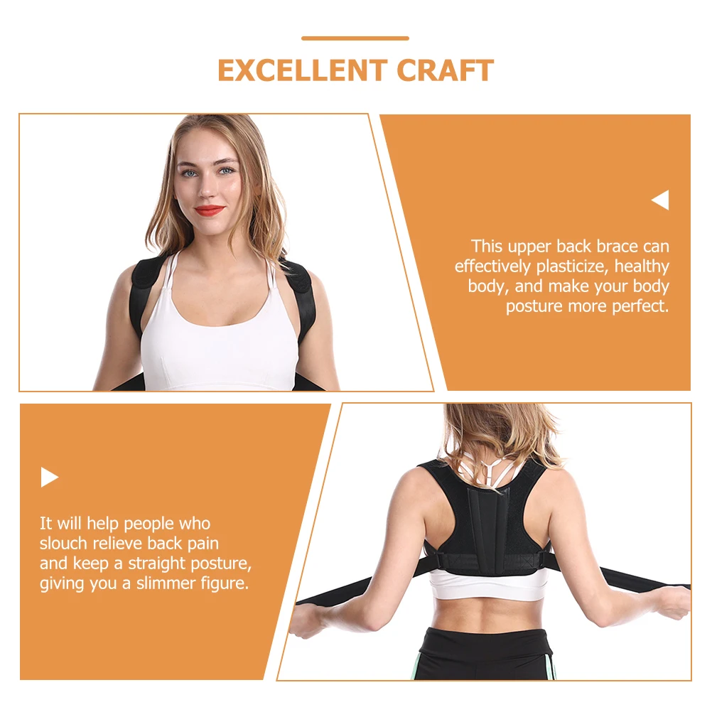 

Upper Back Posture Corrector Women Black Adjustable Upper Back Brace Support Adult Straightener Body Health Guard