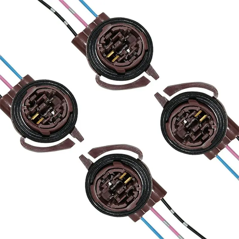 ABZC 4PCS 3157 Pre-Wired Harness Sockets Car LED Bulb Socket Adapters, Pigtail Plug Connector for Turn Signal Brake Light