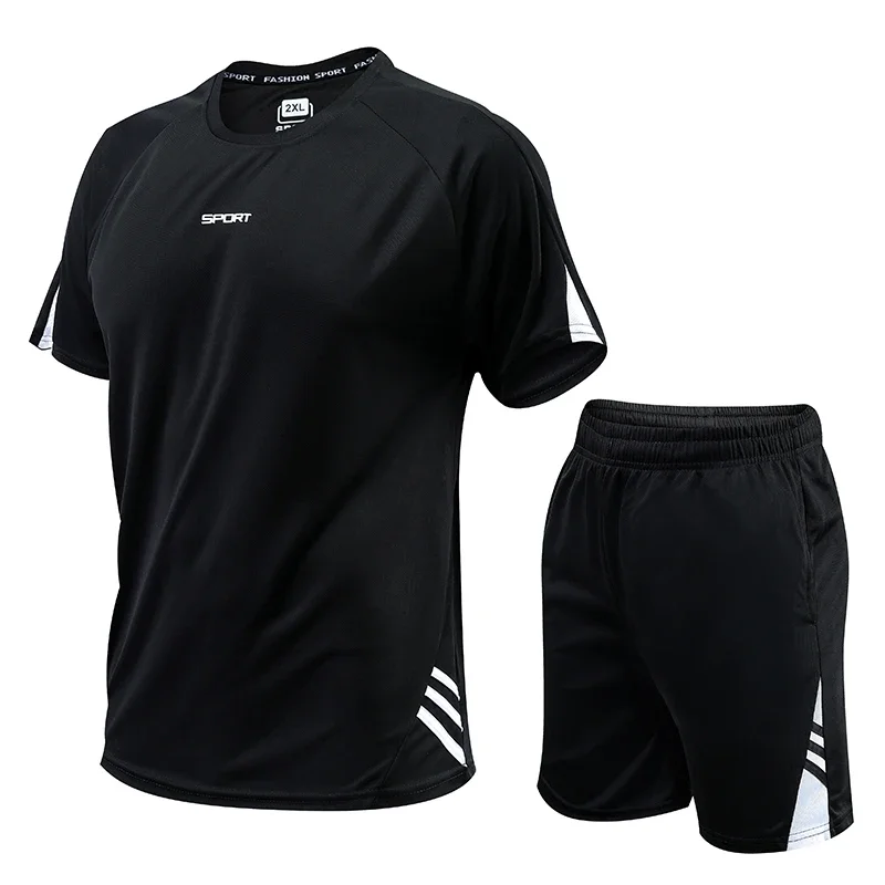 Sports Suit Men\'s Summer Quick Drying Running Short Sleeved T-Shirts Basketball Football Training Fitting Gym Short Sets Women