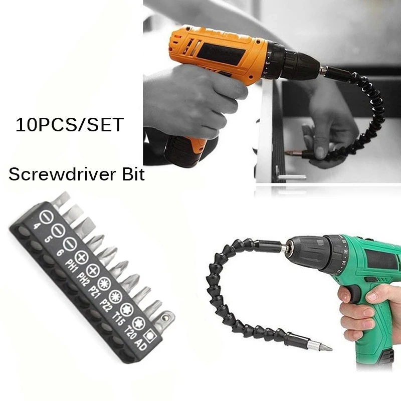 Flexible Screwdriver Drill Bit Extension Rod  Electric Screw Driver Batch Head Set
