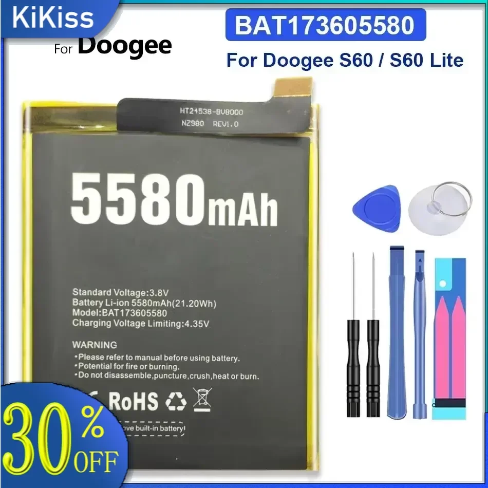 

БАТ 173605580 , Сменный аккумулятор для Doogee S60 Lite, S60Lite, 5580 мАч, номер отслеживания