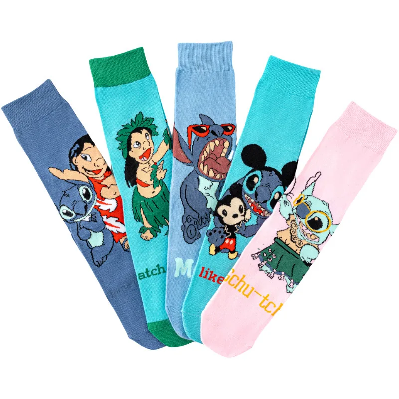 

Новые стильные носки Stitch, милые мужские носки, креативные носки для скейтборда, модные носки до колена