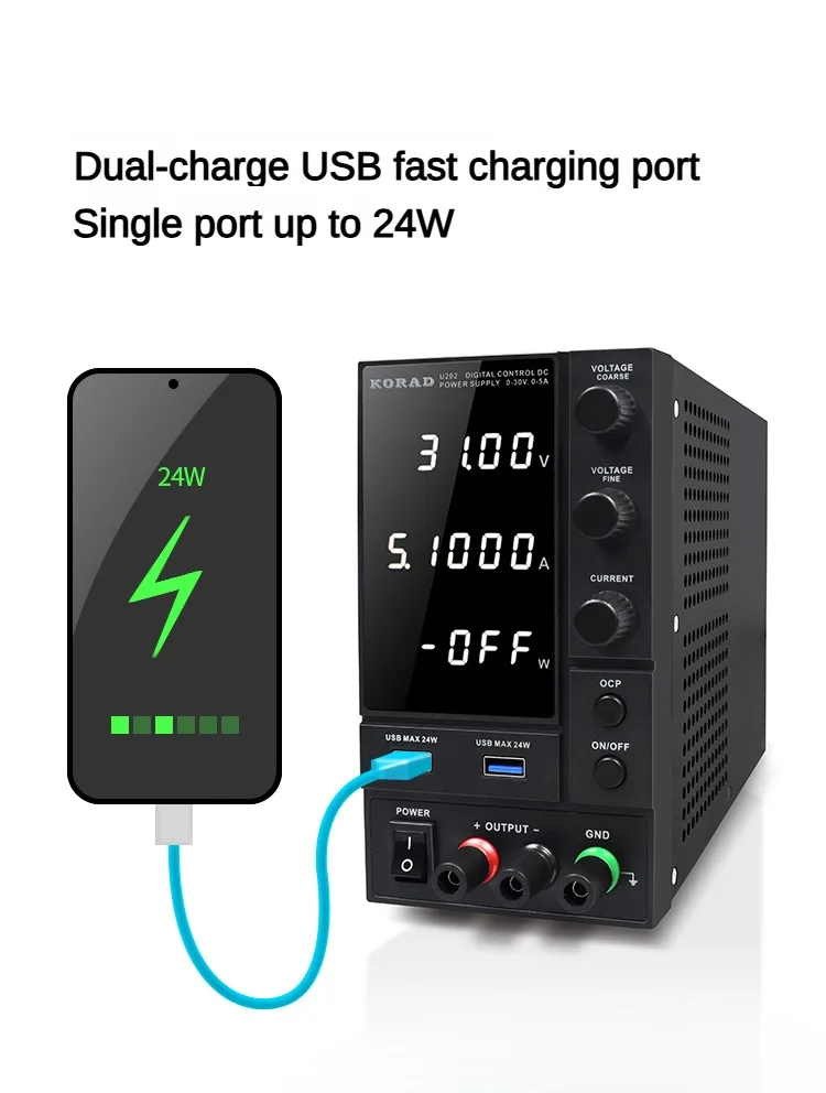 KORAO Adjustable DC Lab Power Supply 30V 5A 30V 10A Regulated Switching Power Source Repair Phone PCB Electroplating Charging