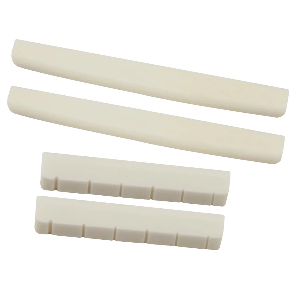 2 Sets of 4pcs Classical Guitar Slotted Saddles Nuts Bone Musical Instrument Parts Beige