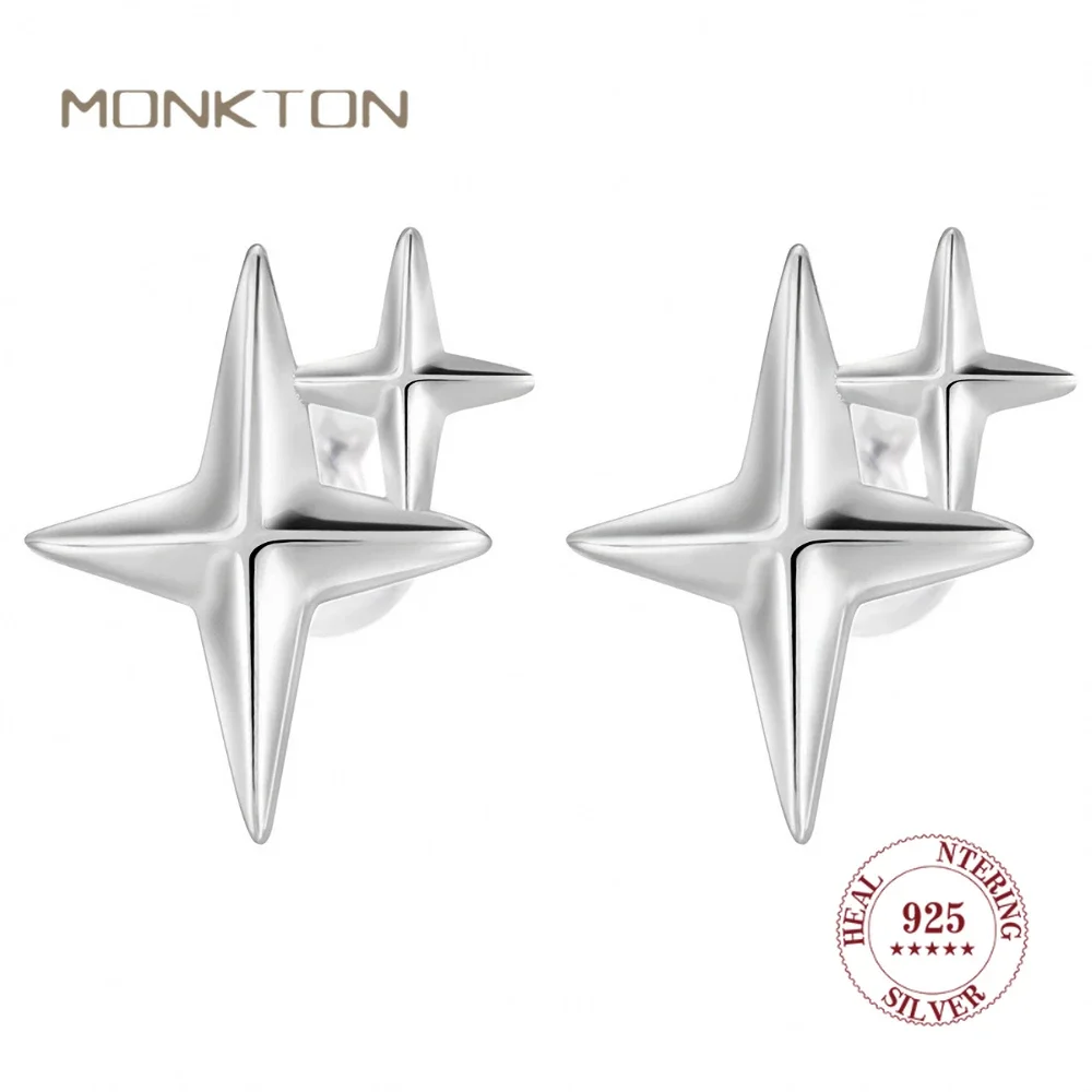 

Monkton Genuine s925 Sterling Silver Starlight Stud Earrings for Women Unique Style Star Earrings Fine Jewelry