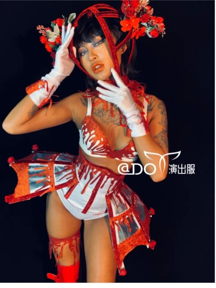 

New Bar Nightclub GOGO Christmas Show Red Dancer Music Festival Costume