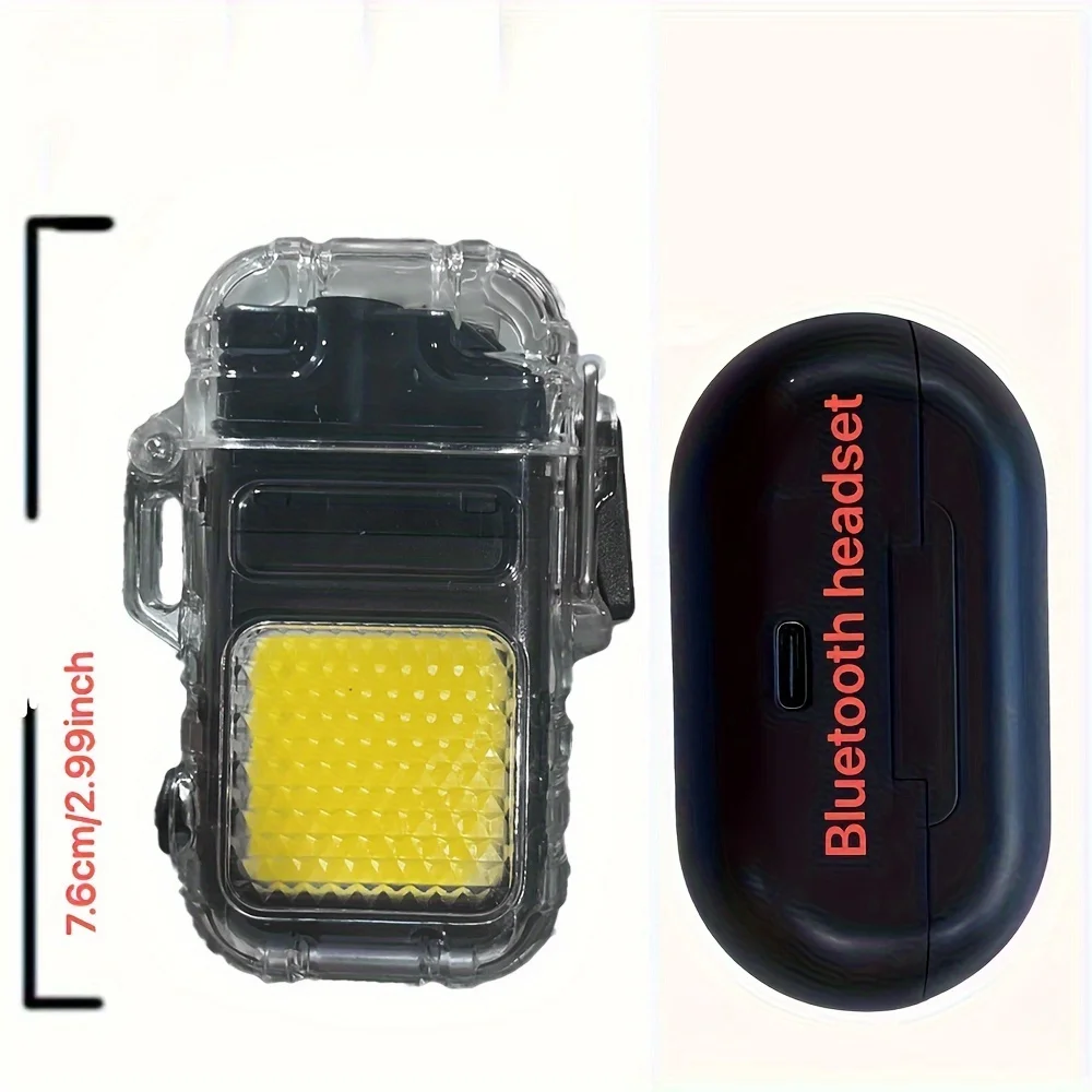 Portable Waterproof Double Arc Lighter With LED Flashlight - Windproof Electric Lighter For Outdoor Adventures