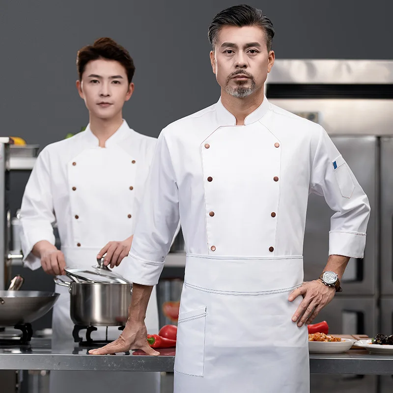 Chef Work Clothes Long Sleeve Autumn Winter Restaurant Kitchen Western Cuisine Kitchen Catering Canteen Baking Cake Bread Clothi
