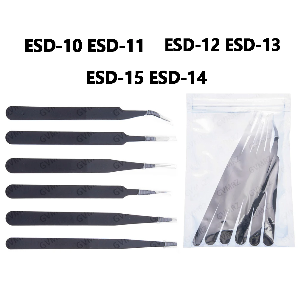 Tweezers ESD-10 ESD-11 ESD-12 ESD-13  ESD-15 ESD-14 Anti-static for DIY Projects & Electronics Repair Precision Assembly