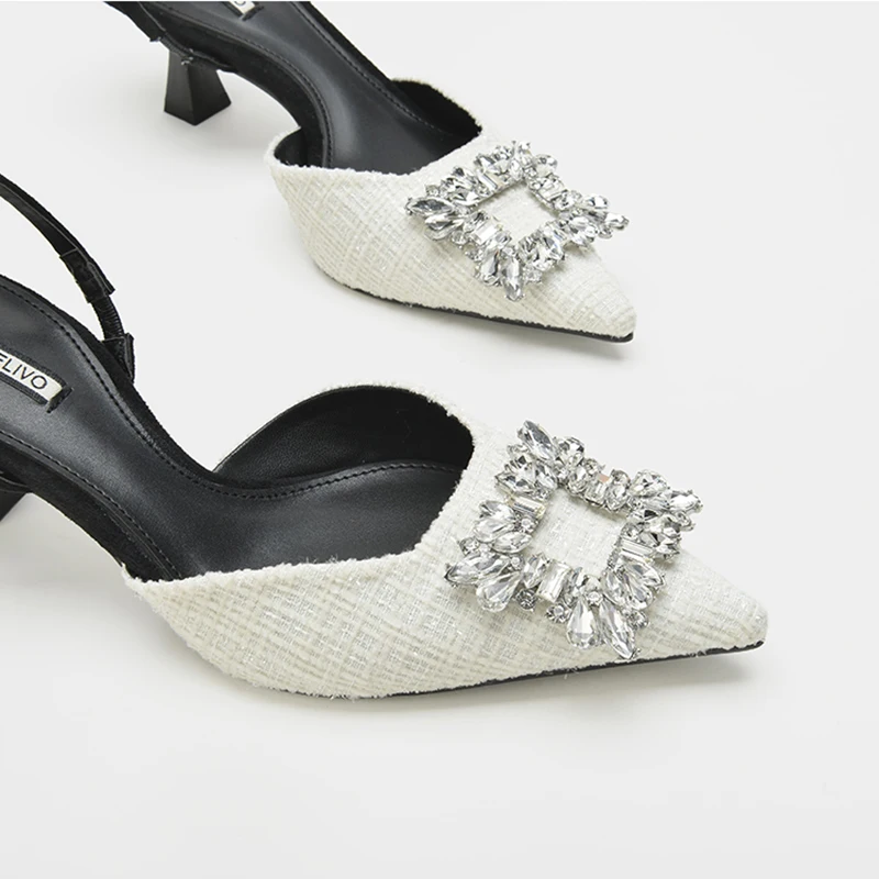 2023Women Pumps Luxury Crystal Slingback High Heels Ladies Summer Sandals Heeled for Party Wedding Shoes
