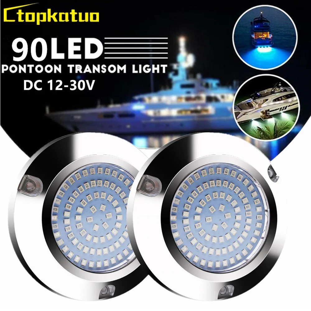 

2PCS 90LED Round Marine Boat Interior Lights 12-24V Waterproof Pontoon Underwater Lights LED Boat Transom Navigation Lighting