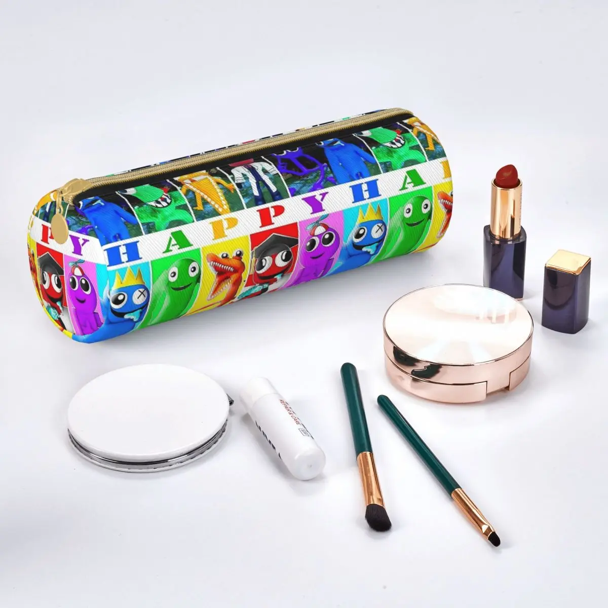 Imagem -06 - Rainbow Friends Happy Happy Pencil Case Couro Gamer Pen Bags para Crianças Lápis de Cosméticos Escolares para Estudantes Grande Capacidade