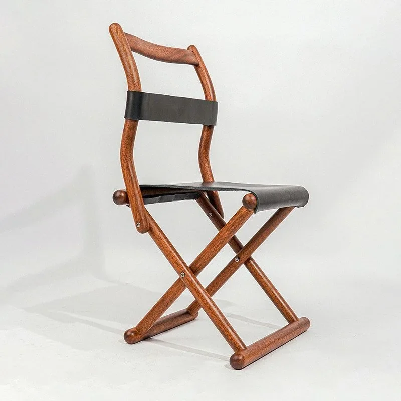 Waist Support Folding Fishing Seat Merbau Solid Wood Portable Backrest Leisure Stool for Outdoor Camping Furnishings