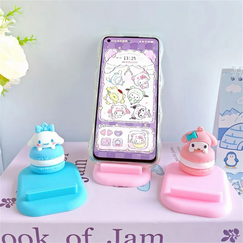 Cinnamoroll anime kawaii sanrio ins figura preguiçoso desktop suporte do telefone móvel bonito olá kitty minha melodia ornamentos titular presentes brinquedo