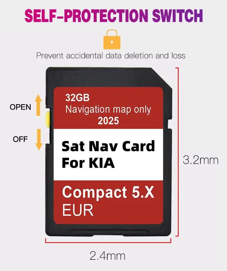 SD 카드 네비게이션 GEN5 Compact 5.X KIA Carens/Ceed/Niro/Optima/Picanto/Rio/Soul/Sportage/Stonic Car GPS EU 지도 2025 버전