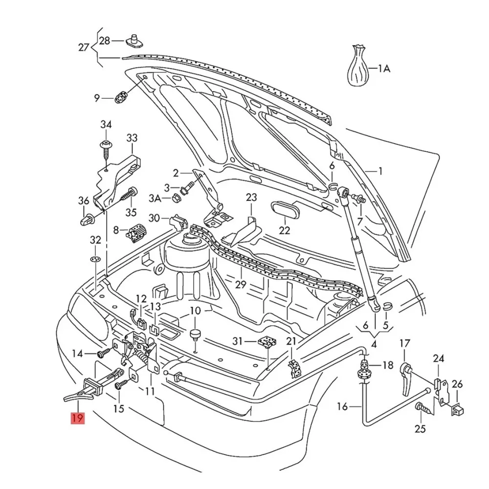 Engine Front Grille Hood Release Handle Lock Lever Retractor For VW Golf MK4 Jetta 1J5823593C 1J5 823 593 C 1J5 823 593C