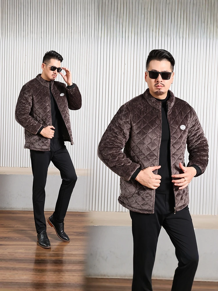 

Thiened Fce Winter Jaet на молнии, теплое ветрозащитное пальто с воротником-стойкой, большой размер, цветное дополнительное хлопковое пальто для папы