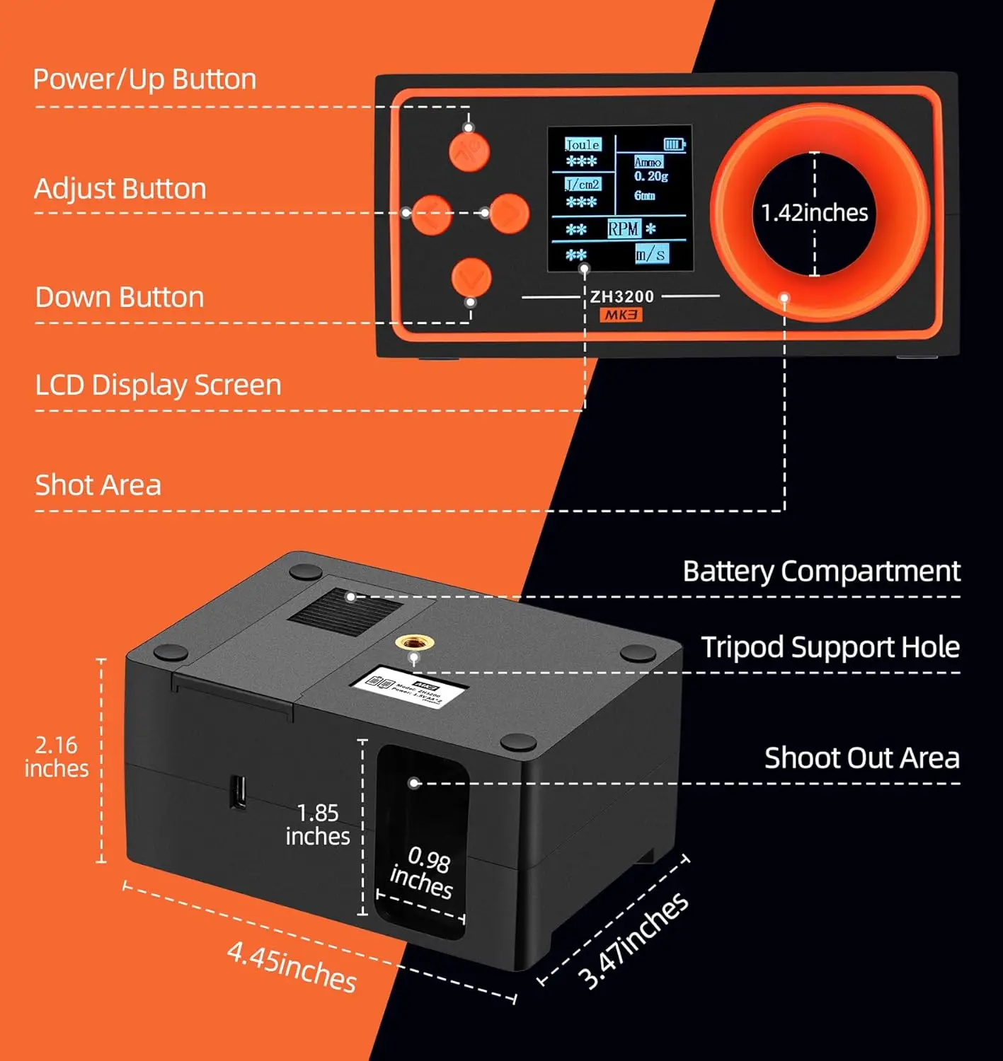 HOCAZOR LCD Airsoft shoot BBS Paintball Velometer Simple Set Up Screen Bullet Firing Speed Shooting Chronograph Gun Speed Tester