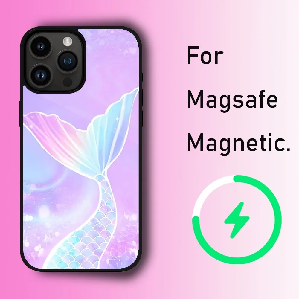 Mermaid Tail Phone Case For iPhone 11 12 13 14 15 Max Plus Pro Wireless Magnetic Magsafe Charging Shell