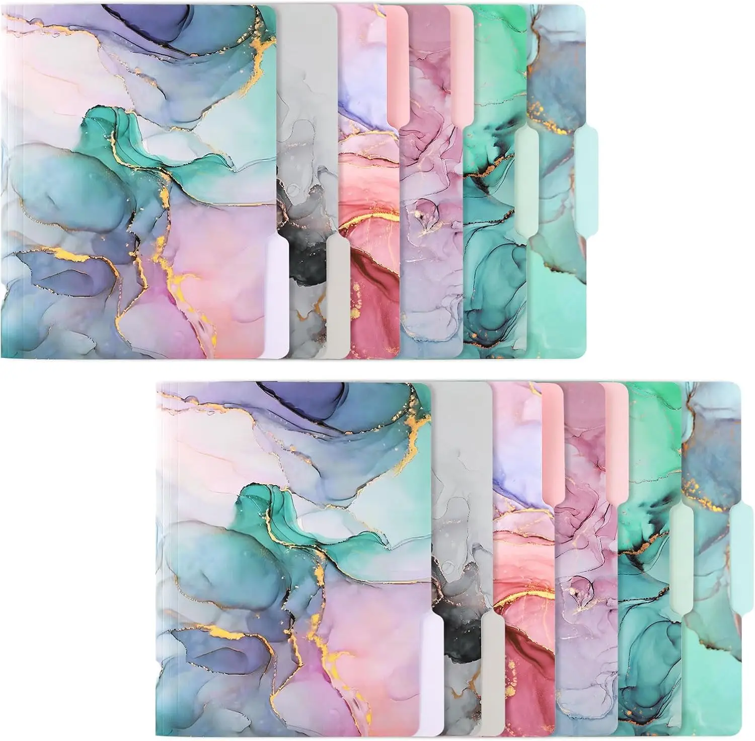 

Cute Colored Decorative File Folders, Letter Size with 1/3-Cut Tabs, 9 x 11.5 Inches for Office and School Use