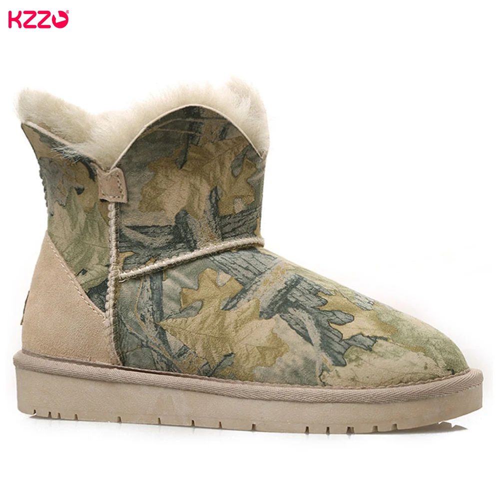 KZZO TOP in RU Women Ankle Snow Boots Genuine Sheepskin Natural Wool Winter Warm Mouton Fur-Lined -38°C Waterproof Snow Shoes