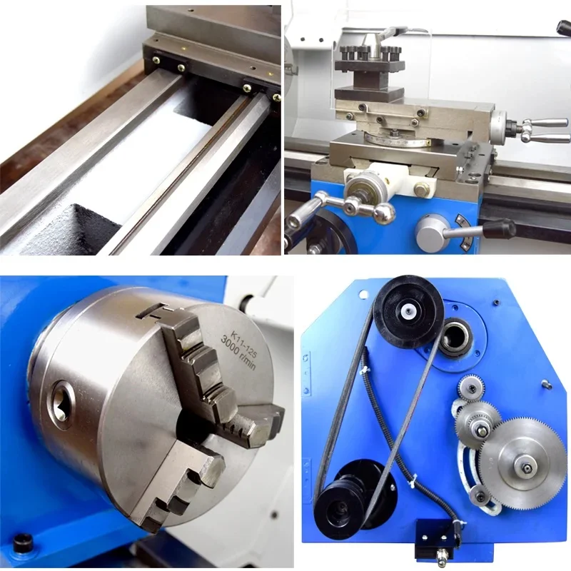 CQ6125 powered Mini Lathe Machine Benchtop Metal Lathe Tool Household DIY Small Stainless Steel Lathe Metal Processing Lathe