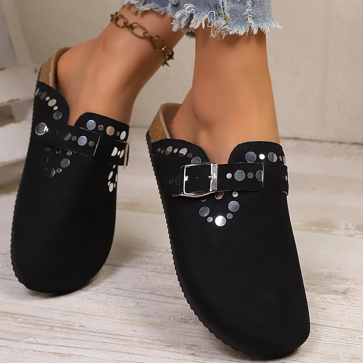 

Модные, популярные, сексуальные и элегантные женские летние туфли-балетки с круглым носком, удобные, на толстой подошве, повседневные шлепанцы.